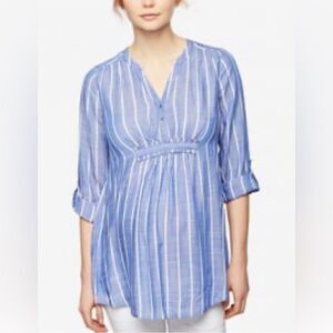 Luxe Essentials Denim blue striped top size XSmall